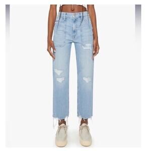 Mother patch rambler ankle chew light blue baggy relaxed Norway Jose 26